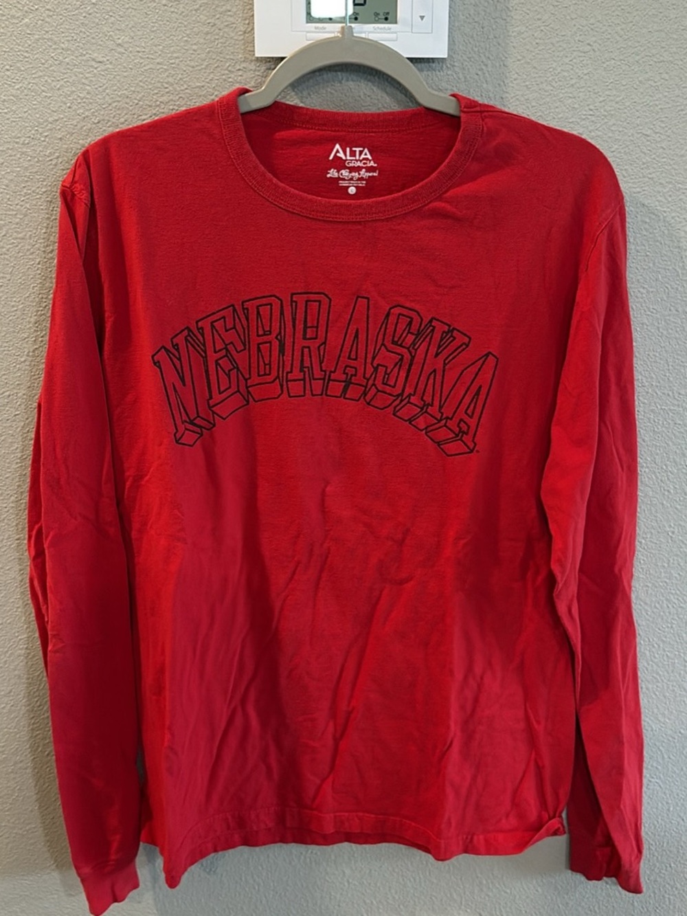 Red "Nebraska" Long-Sleeve Men's Shirt
